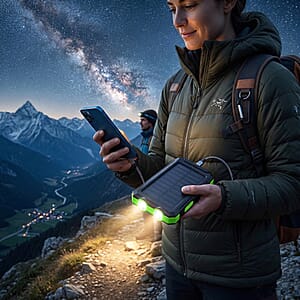 Livmore Green 5000mAh Solar Power Bank with Flashlight