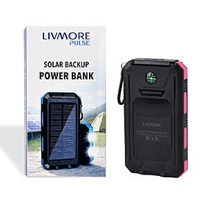 Livmore Rose Pink 5000mAh Solar Power Bank with Flashlight