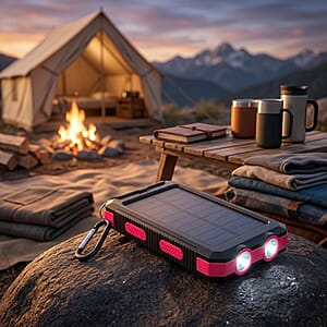 Livmore Rose Pink 5000mAh Solar Power Bank with Flashlight