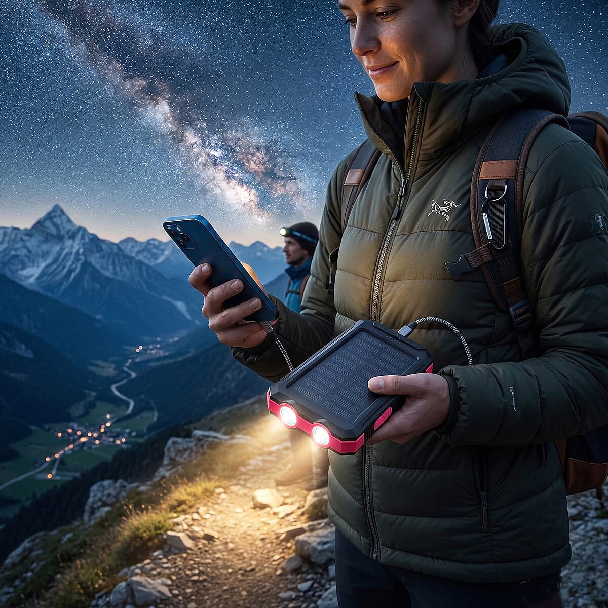 Livmore Rose Pink 5000mAh Solar Power Bank with Flashlight image number 2