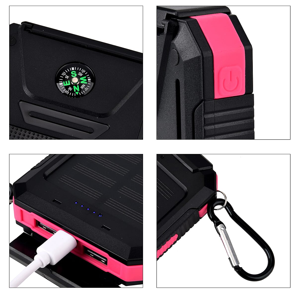 Livmore Rose Pink 5000mAh Solar Power Bank with Flashlight image number 7