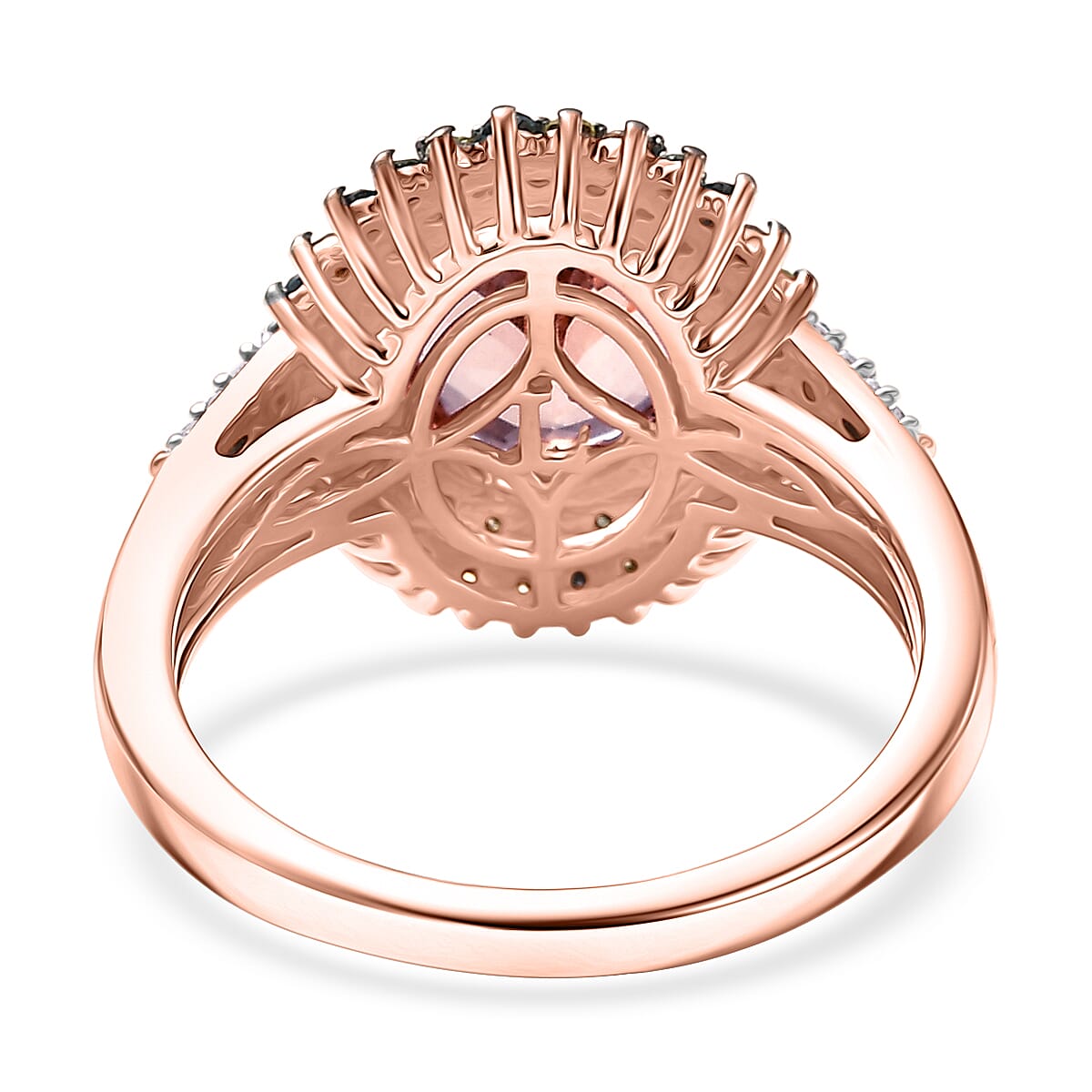 Premium Martha Rocha Kunzite and Luxuriant Lab Grown Multi Color Diamond SI 4.20 ctw Floral Fiesta Ring in 18K Vermeil RG Over Sterling Silver (Size 10.0)