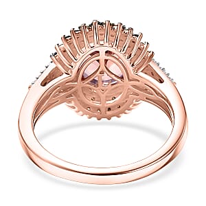 Premium Martha Rocha Kunzite and Luxuriant Lab Grown Multi Color Diamond SI 4.20 ctw Floral Fiesta Ring in 18K Vermeil RG Over Sterling Silver (Size 7.0)