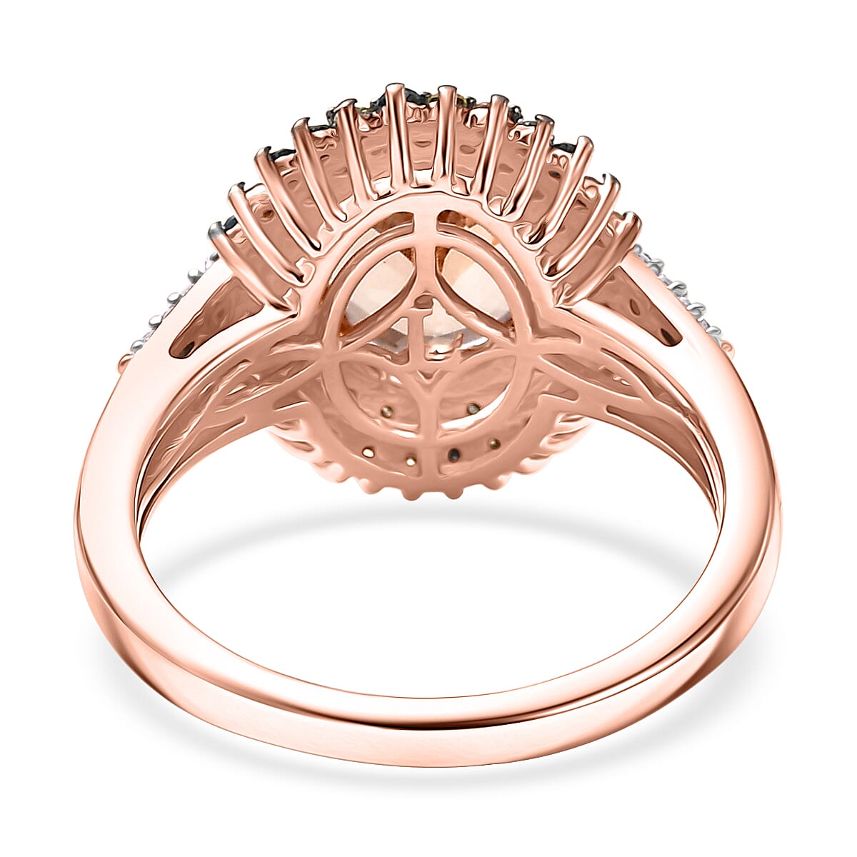 Premium Marropino Morganite and Luxuriant Lab Grown Multi Diamond SI 3.00 ctw Floral Fiesta Ring in 18K Vermeil Rose Gold Over Sterling Silver (Size 10.0) image number 4