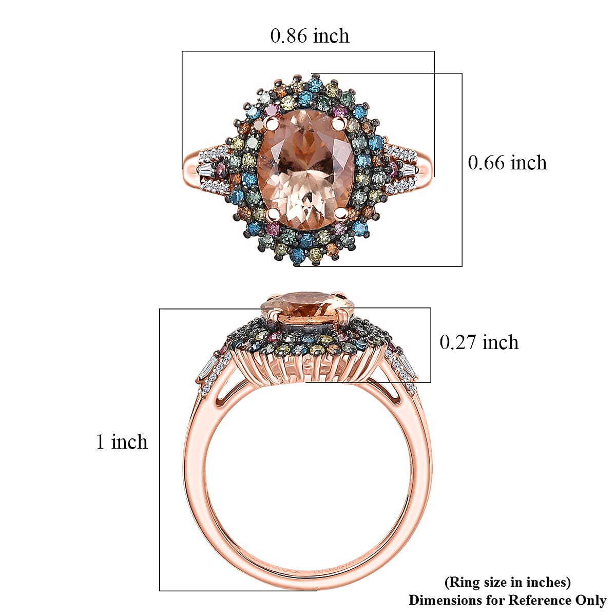 Premium Marropino Morganite and Luxuriant Lab Grown Multi Diamond SI 3.00 ctw Floral Fiesta Ring in 18K Vermeil Rose Gold Over Sterling Silver (Size 6.0) image number 5