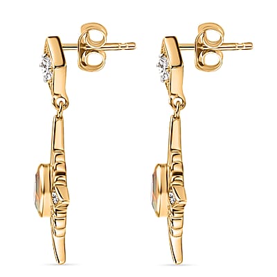 D'Joy Premium Ethiopian Welo Opal and White Zircon 1.00 ctw Earrings in Sterling Silver