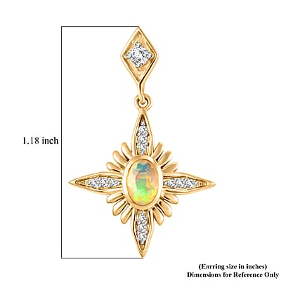 D'Joy Premium Ethiopian Welo Opal and White Zircon 1.00 ctw Earrings in Sterling Silver