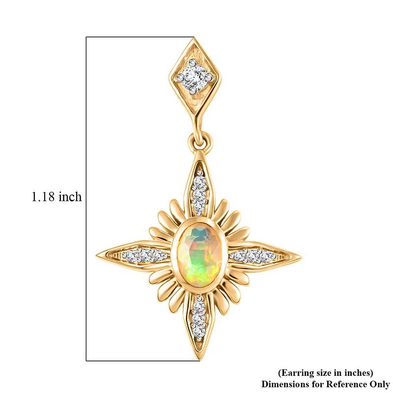 D'Joy Premium Ethiopian Welo Opal and White Zircon 1.00 ctw Earrings in Sterling Silver