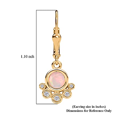 D'Joy Ethiopian Welo Opal and White Zircon 0.75 ctw Earrings in Sterling Silver