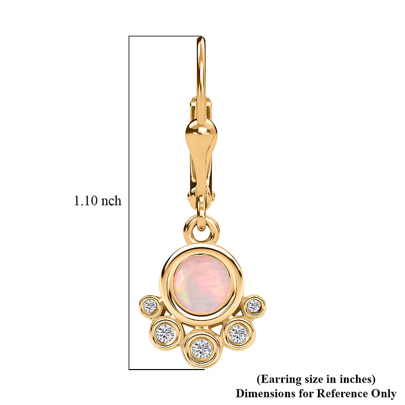 D'Joy Ethiopian Welo Opal and White Zircon 0.75 ctw Earrings in Sterling Silver