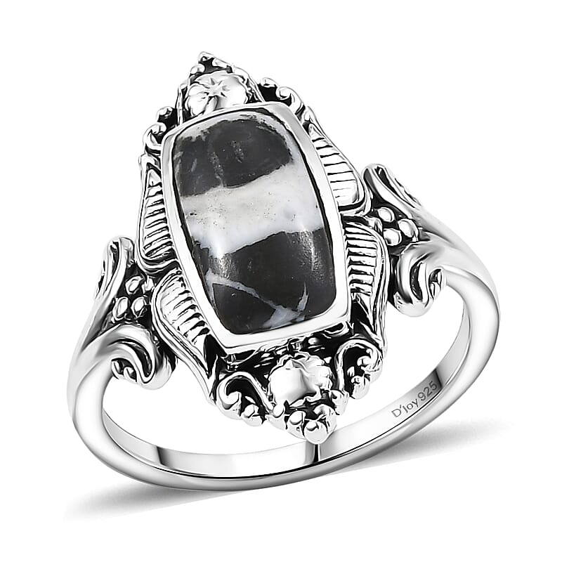 D'Joy Artisan Crafted Premium White Buffalo 2.75 ctw Ring in Sterling Silver (Size 6.0)