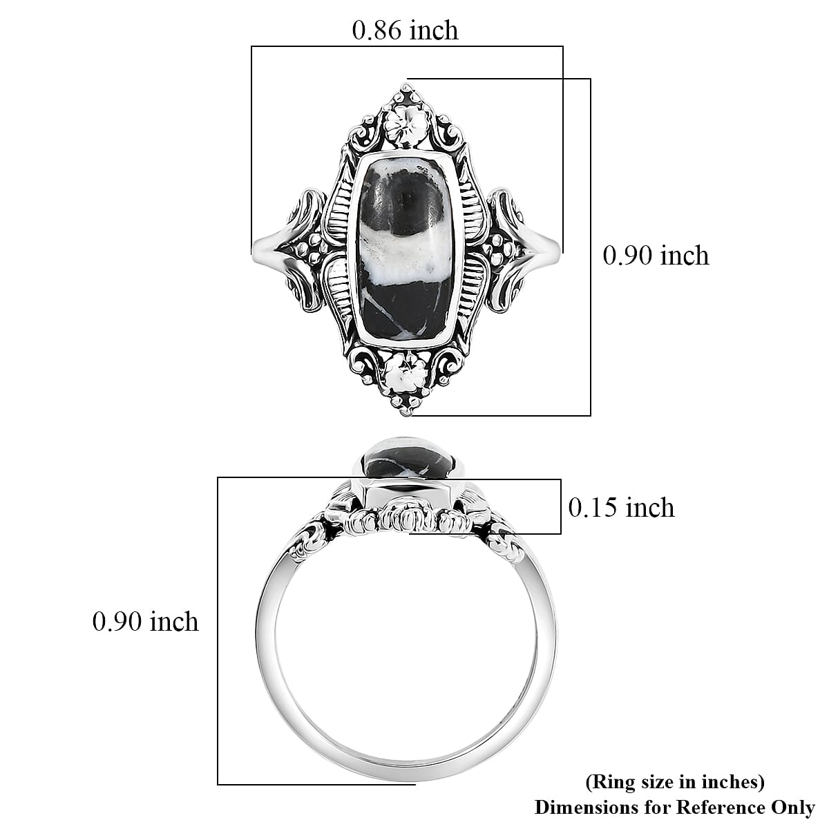 D'Joy Artisan Crafted Premium White Buffalo 2.75 ctw Ring in Sterling Silver (Size 7.0)