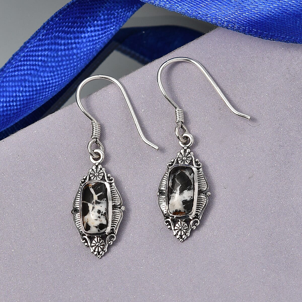 D'Joy Artisan Crafted White Buffalo 3.20 ctw Earrings in Sterling Silver image number 1