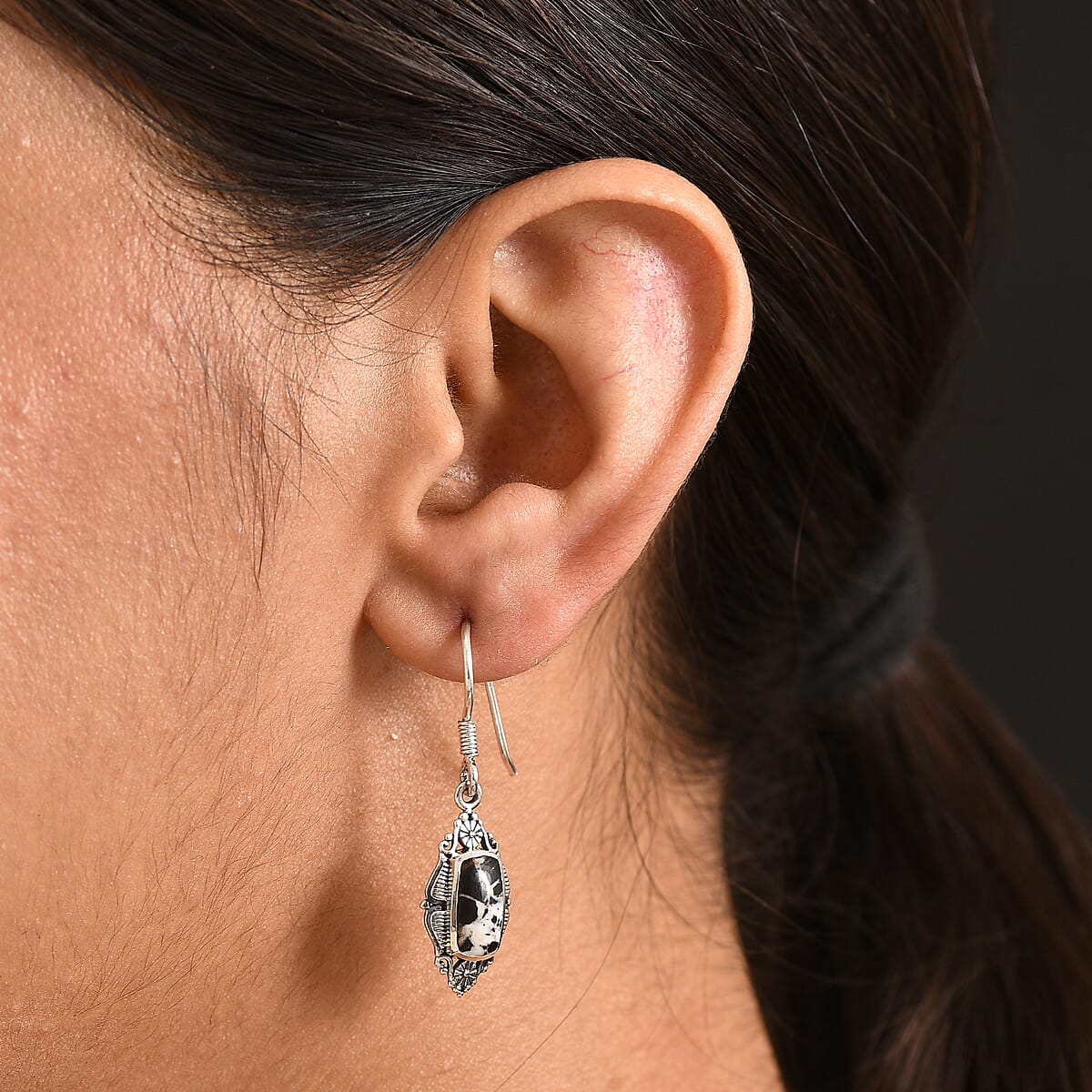 D'Joy Artisan Crafted White Buffalo 3.20 ctw Earrings in Sterling Silver image number 2