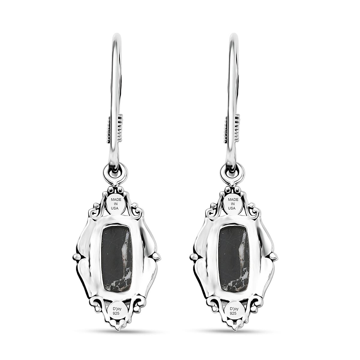 D'Joy Artisan Crafted Premium White Buffalo 3.35 ctw Earrings in Sterling Silver