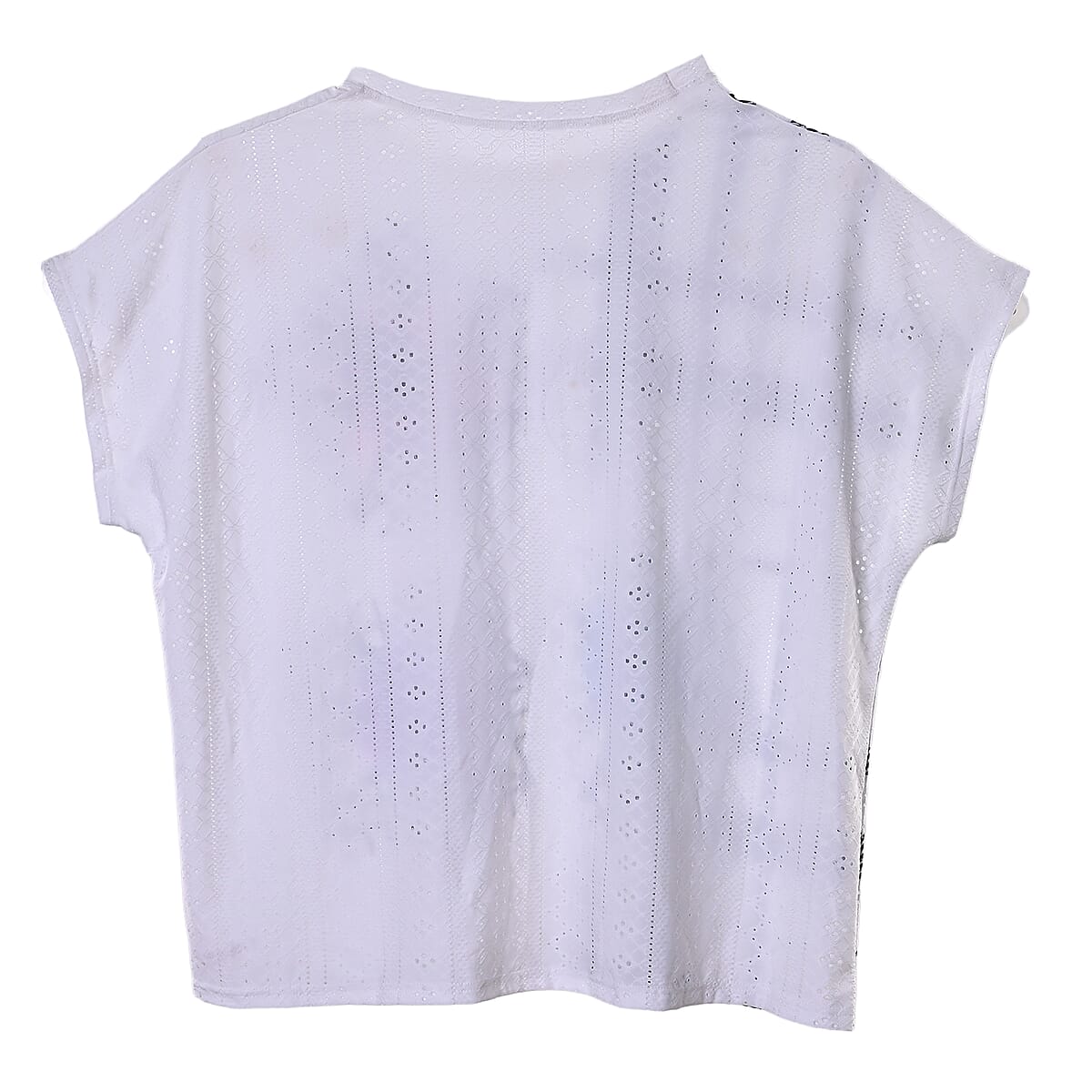 La Marey White Floral Pattern Hollowed Out Top - One Size Fits Most image number 3