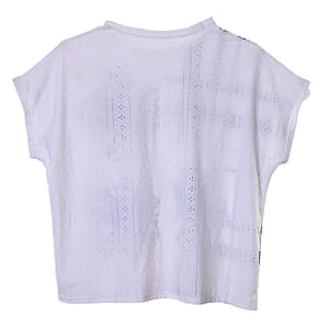 La Marey White Floral Pattern Hollowed Out Top - One Size Fits Most