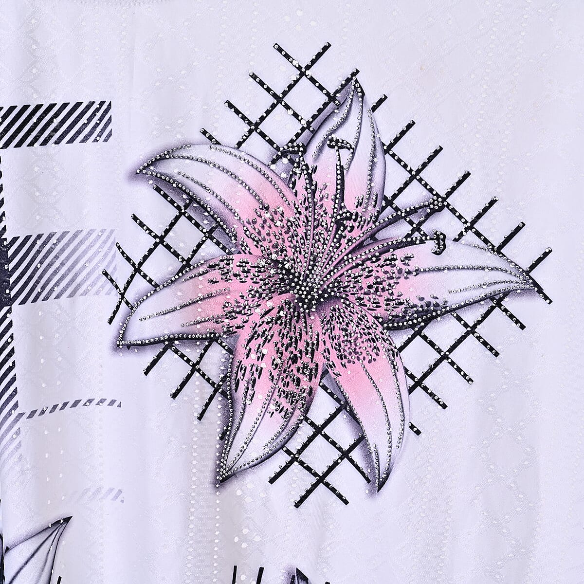 La Marey White Floral Pattern Hollowed Out Top - One Size Fits Most image number 5