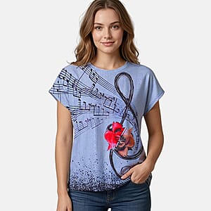 La Marey Blue Floral Pattern Hollowed Out Top - One Size Fits Most