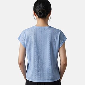 La Marey Blue Floral Pattern Hollowed Out Top - One Size Fits Most