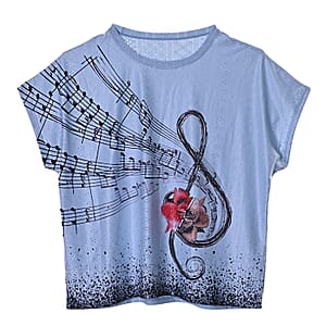 La Marey Blue Floral Pattern Hollowed Out Top - One Size Fits Most