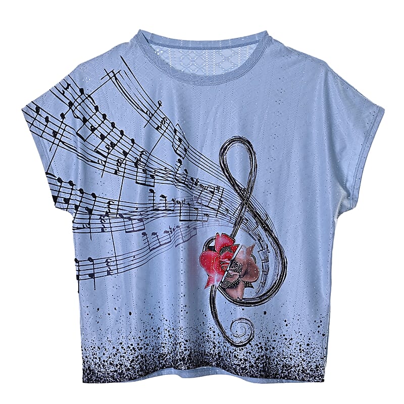 La Marey Blue Floral Pattern Eyelet Top - One Size Fits Most
