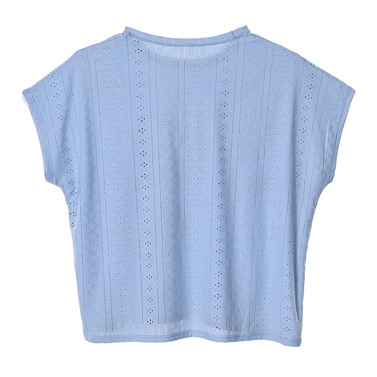 La Marey Blue Floral Pattern Hollowed Out Top - One Size Fits Most image number 3