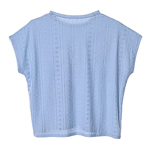 La Marey Blue Floral Pattern Hollowed Out Top - One Size Fits Most