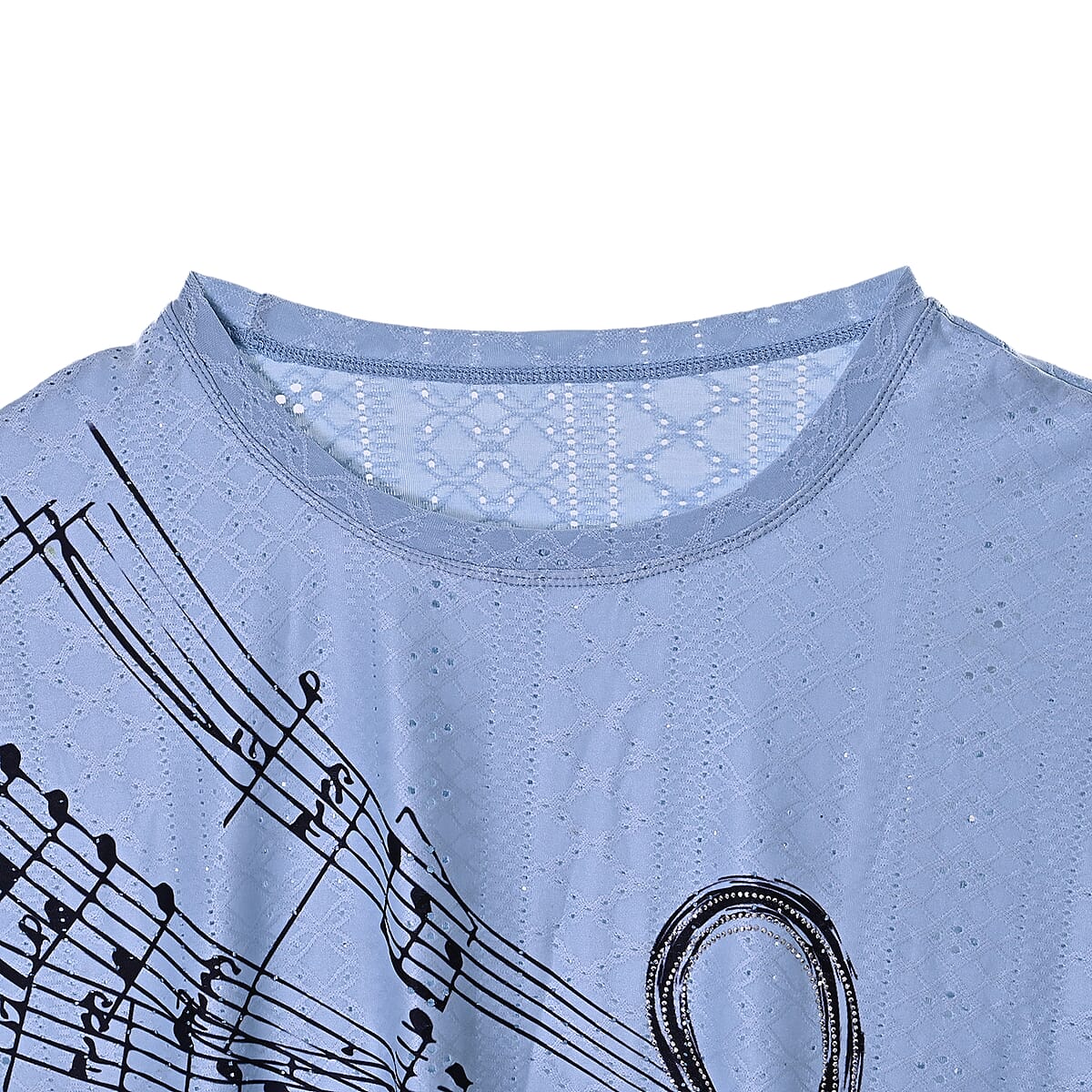 La Marey Blue Floral Pattern Hollowed Out Top - One Size Fits Most image number 4