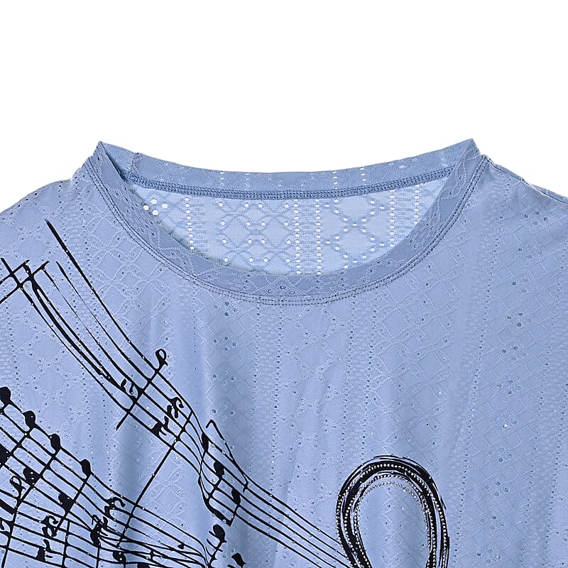 La Marey Blue Floral Pattern Eyelet Top - One Size Fits Most