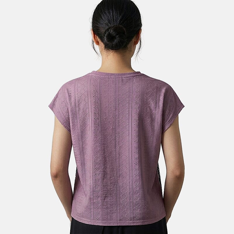 La Marey Pink Floral Pattern Eyelet Top - One Size Fits Most