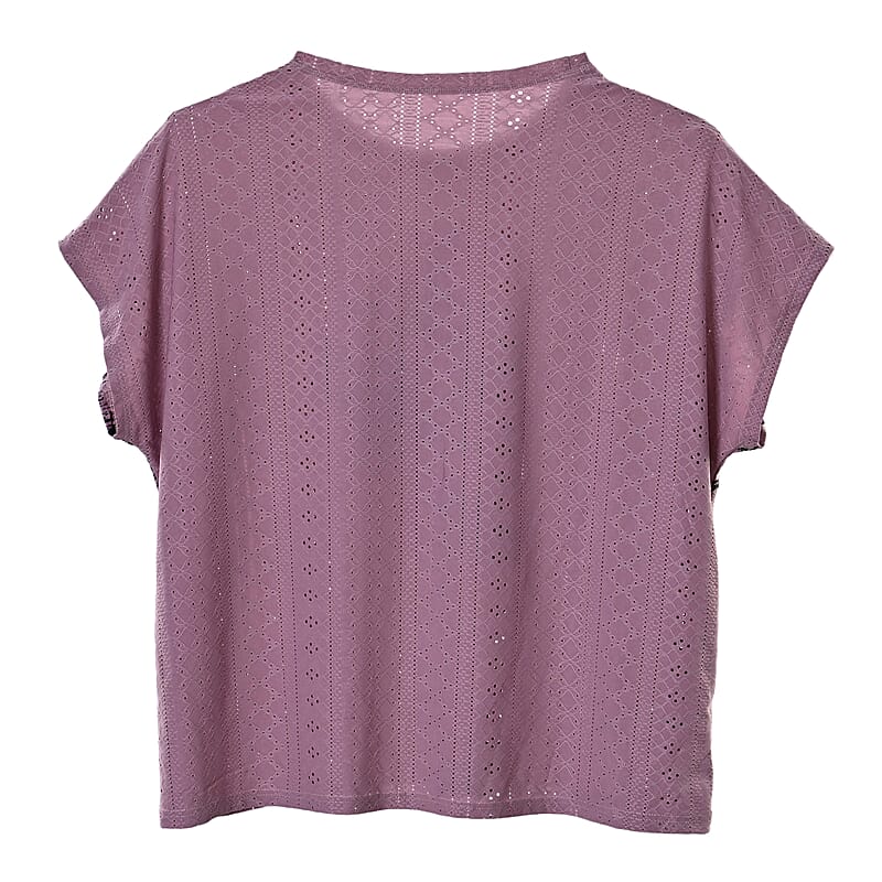 La Marey Pink Floral Pattern Eyelet Top - One Size Fits Most