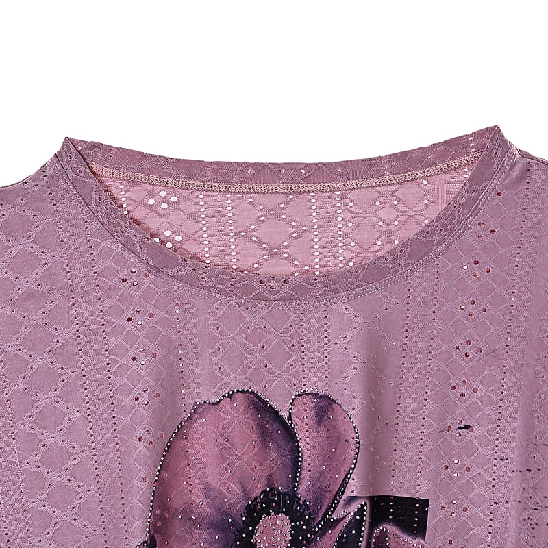 La Marey Pink Floral Pattern Eyelet Top - One Size Fits Most