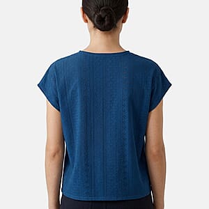 La Marey Navy Floral Pattern Hollowed Out Top - One Size Fits Most