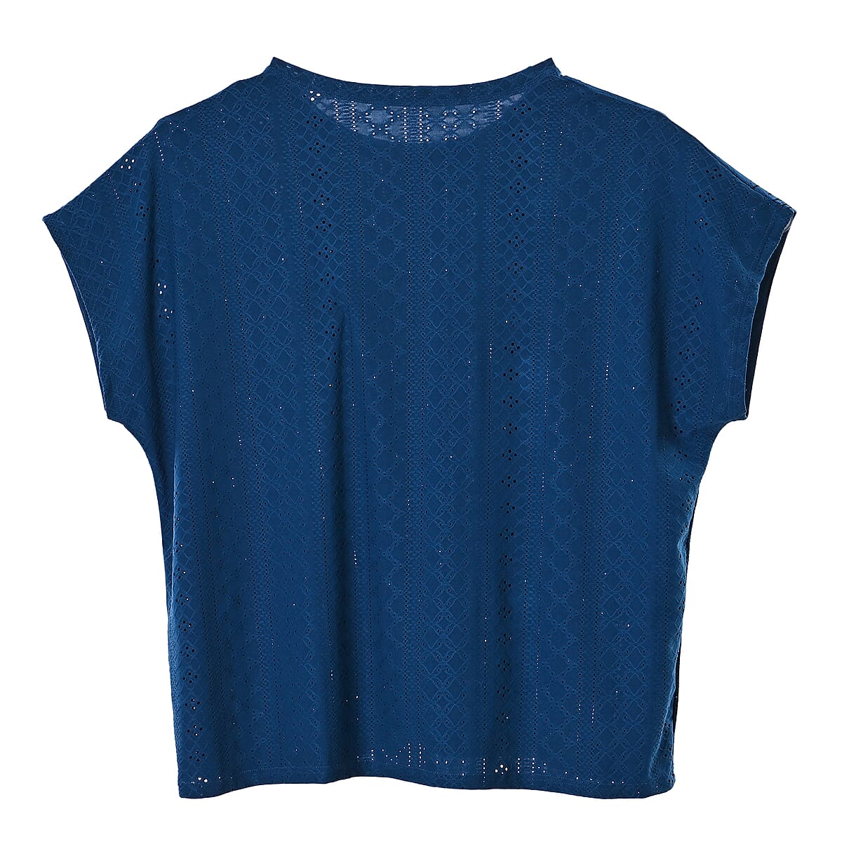 La Marey Navy Floral Pattern Hollowed Out Top - One Size Fits Most image number 3