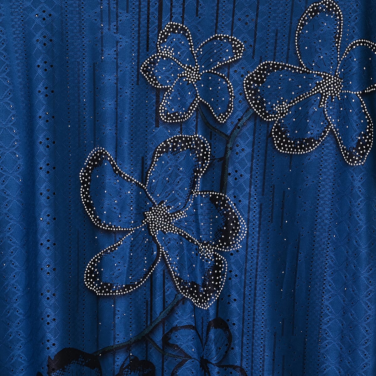 La Marey Navy Floral Pattern Hollowed Out Top - One Size Fits Most image number 5