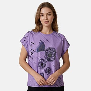 La Marey Purple Floral Pattern Hollowed Out Top - One Size Fits Most