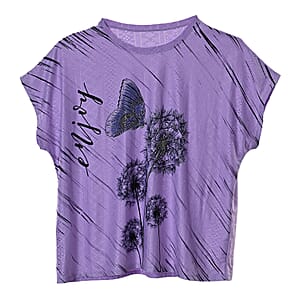 La Marey Purple Floral Pattern Hollowed Out Top - One Size Fits Most