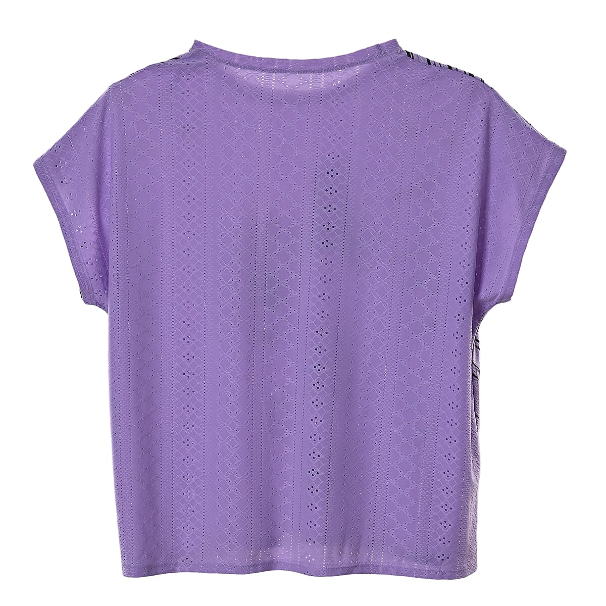 La Marey Purple Floral Pattern Hollowed Out Top - One Size Fits Most image number 3