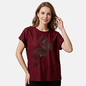 La Marey Red Floral Pattern Hollowed Out Top - One Size Fits Most