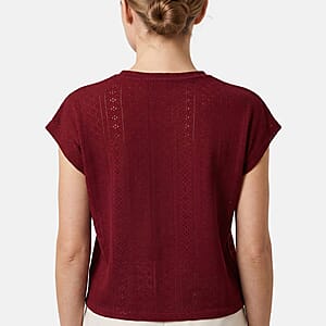 La Marey Red Floral Pattern Hollowed Out Top - One Size Fits Most