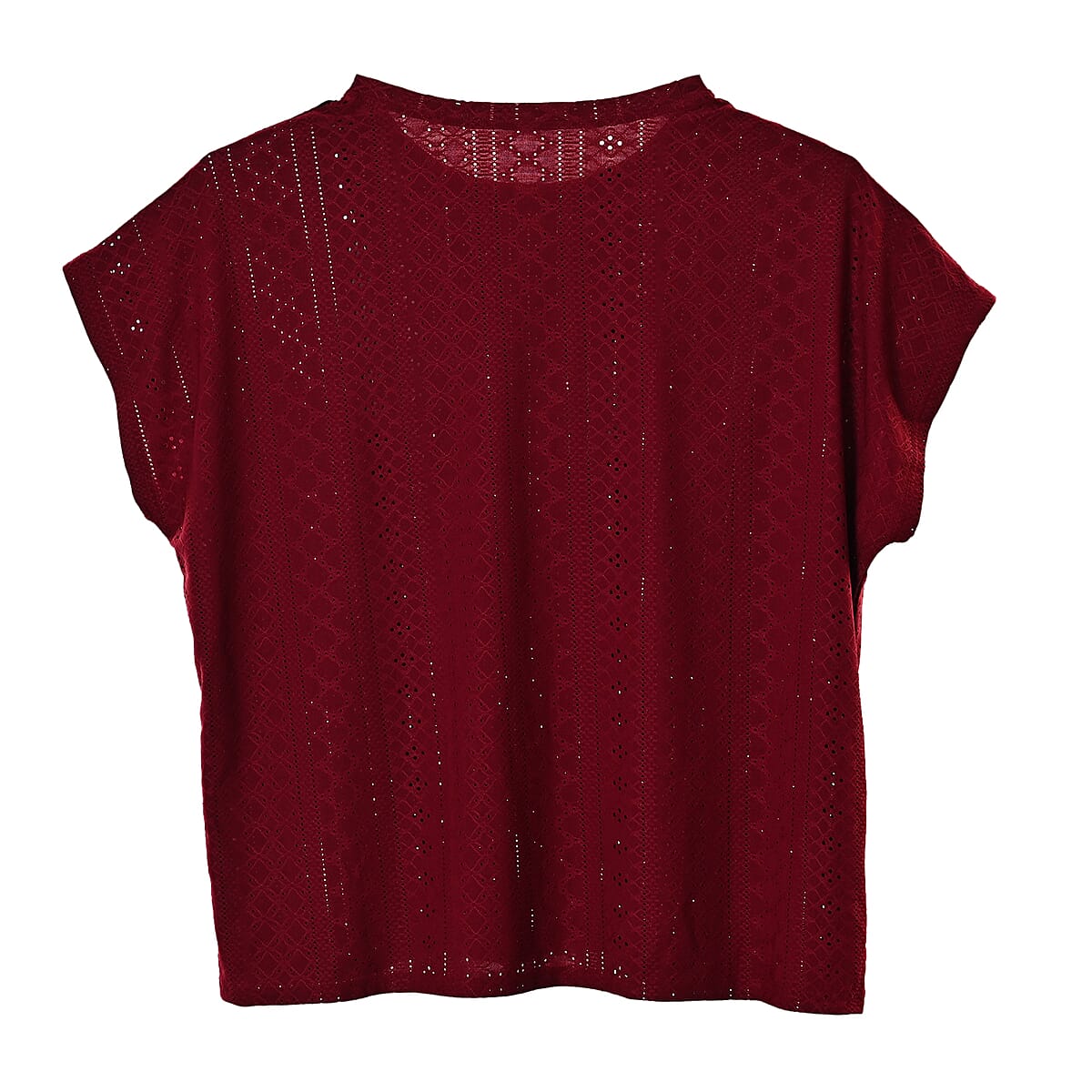 La Marey Red Floral Pattern Hollowed Out Top - One Size Fits Most image number 3