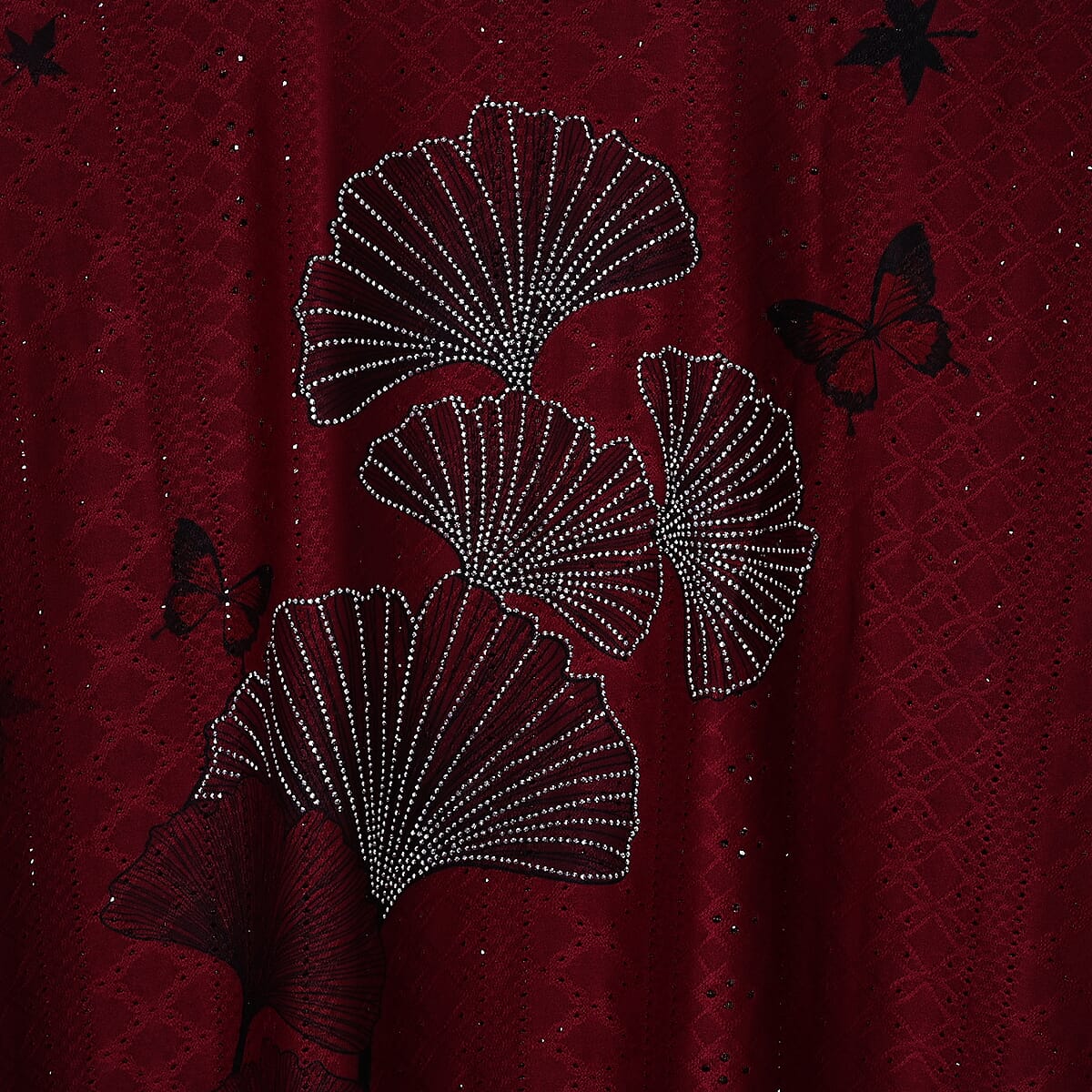 La Marey Red Floral Pattern Hollowed Out Top - One Size Fits Most image number 5