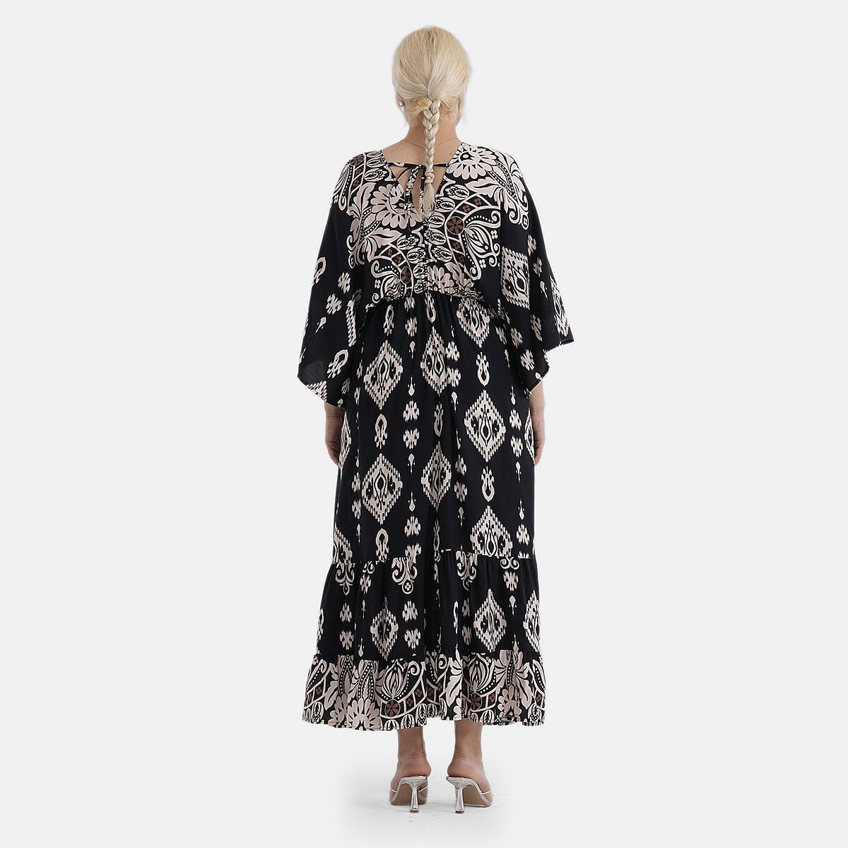LA MAREY Black Baroque Placement Print Dress One Size Fit Most image number 2