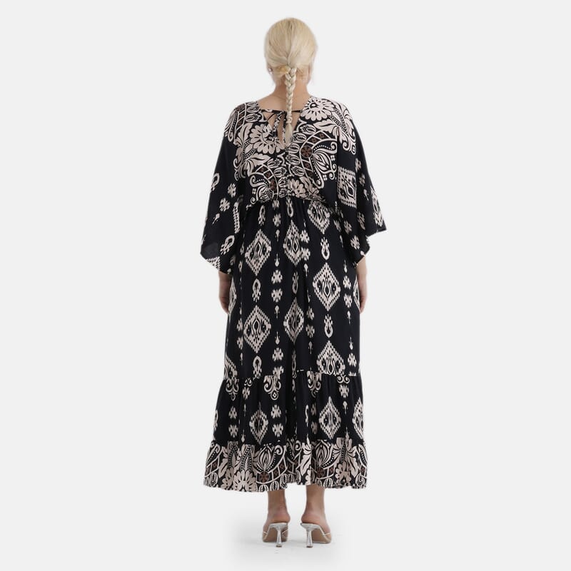 LA MAREY Black Baroque Placement Print Dress One Size Fit Most
