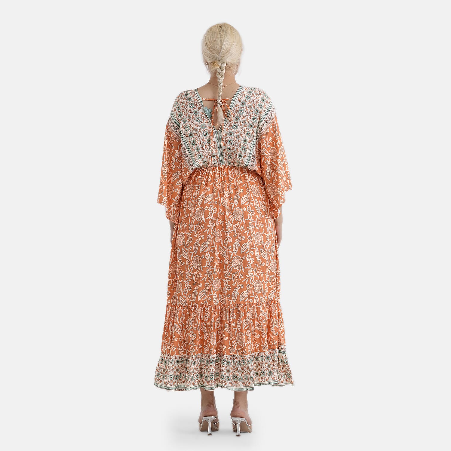 LA MAREY Orange Multi Floral Placement Print Dress One Size Fit Most
