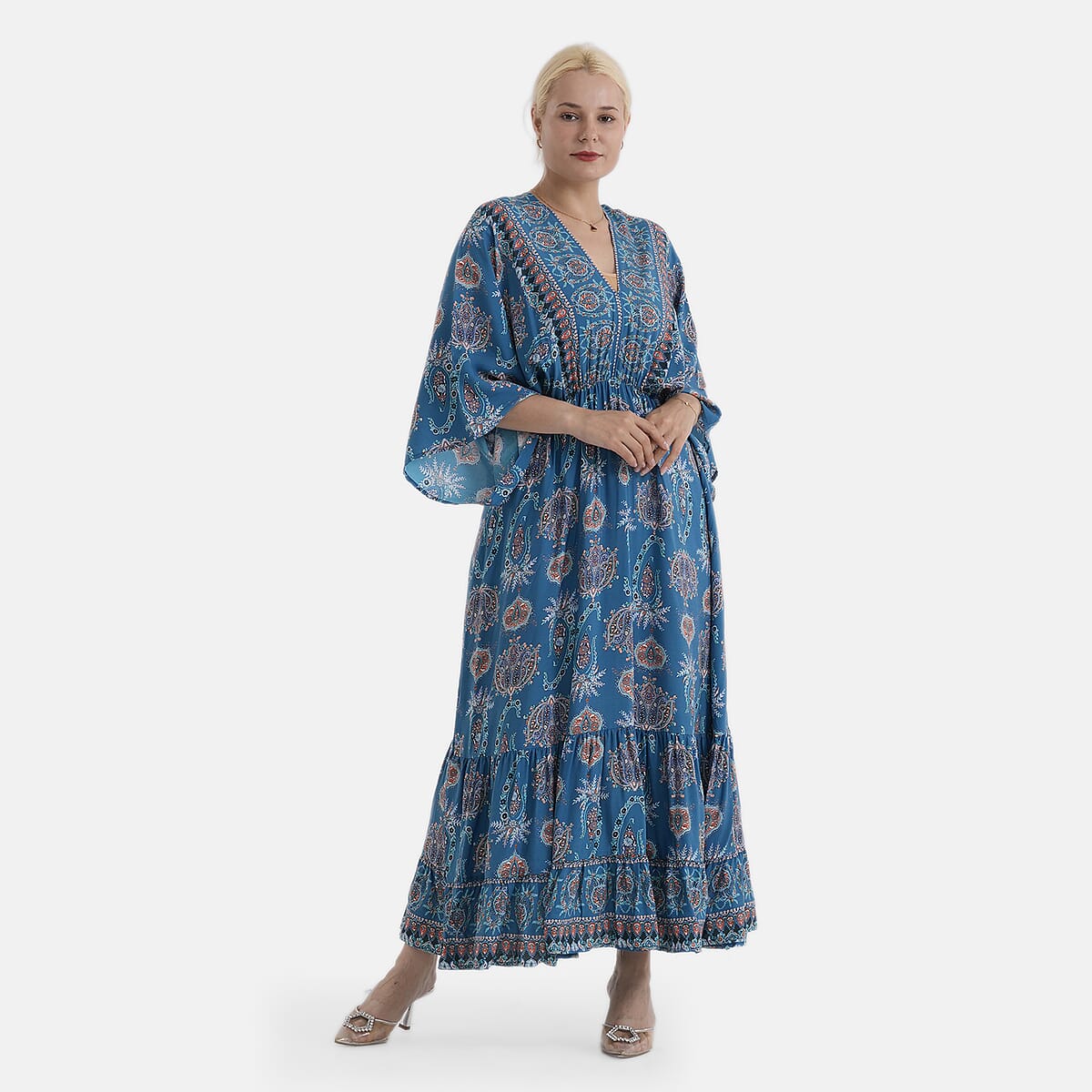 LA MAREY Blue Placement Print Dress One Size Fit Most image number 3