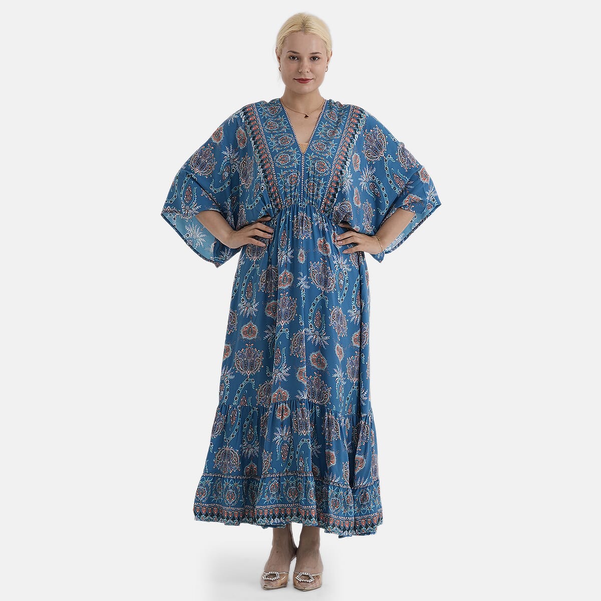 LA MAREY Blue Placement Print Dress One Size Fit Most image number 4