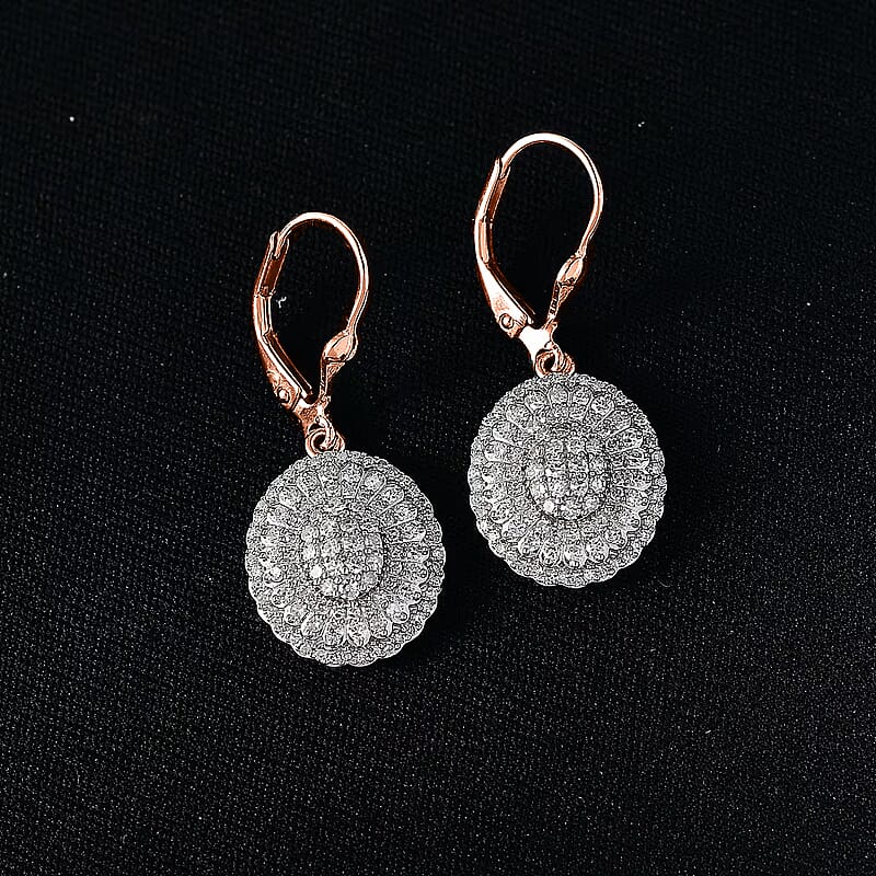 Luxuriant Lab Grown Diamond E-F VS 1.00 ctw Earrings in 18K Vermeil RG Over Sterling Silver (Del. In 10-12 Days)