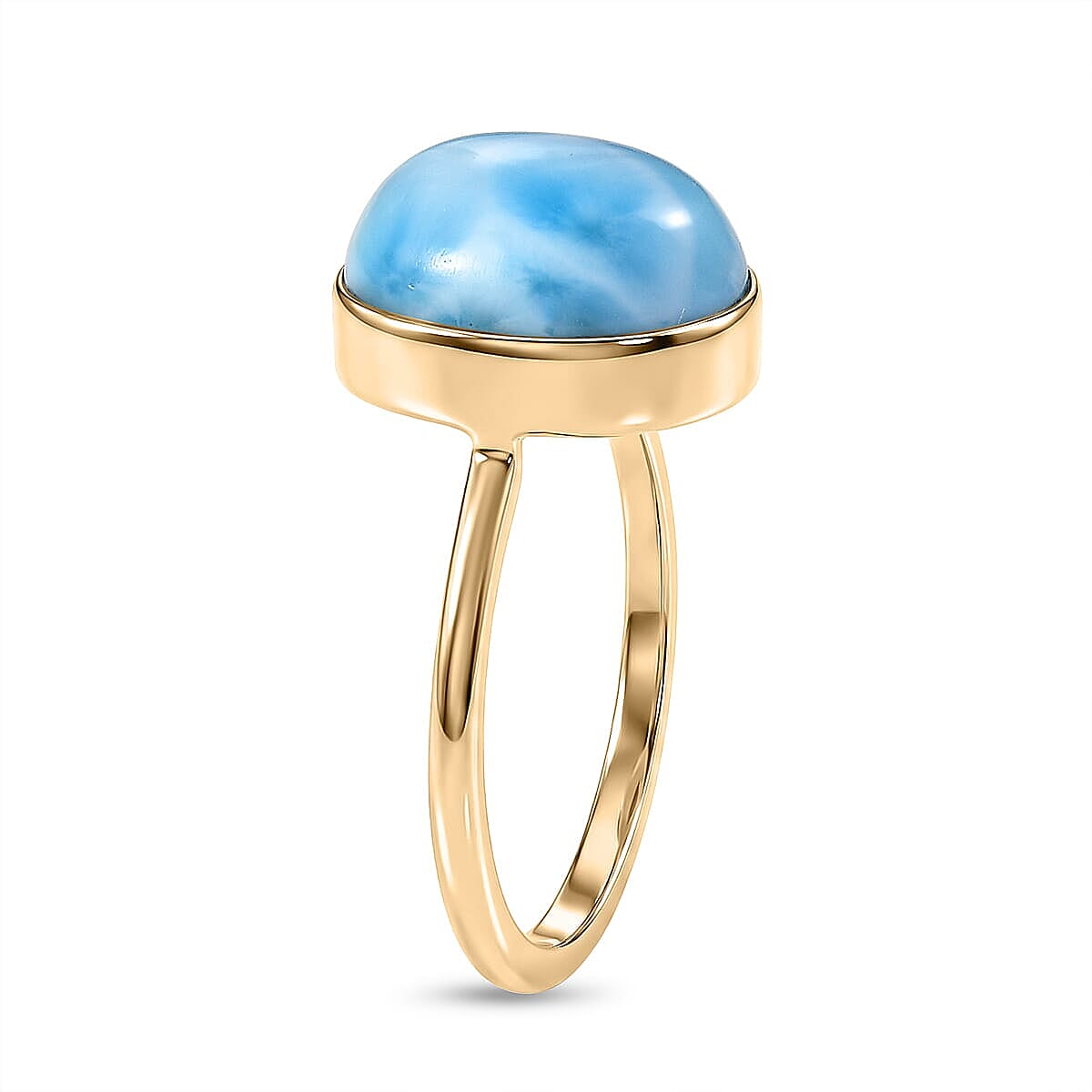 AAA Larimar 6.10 ctw Solitaire Ring in 10K Yellow Gold (Size 10.0) image number 3